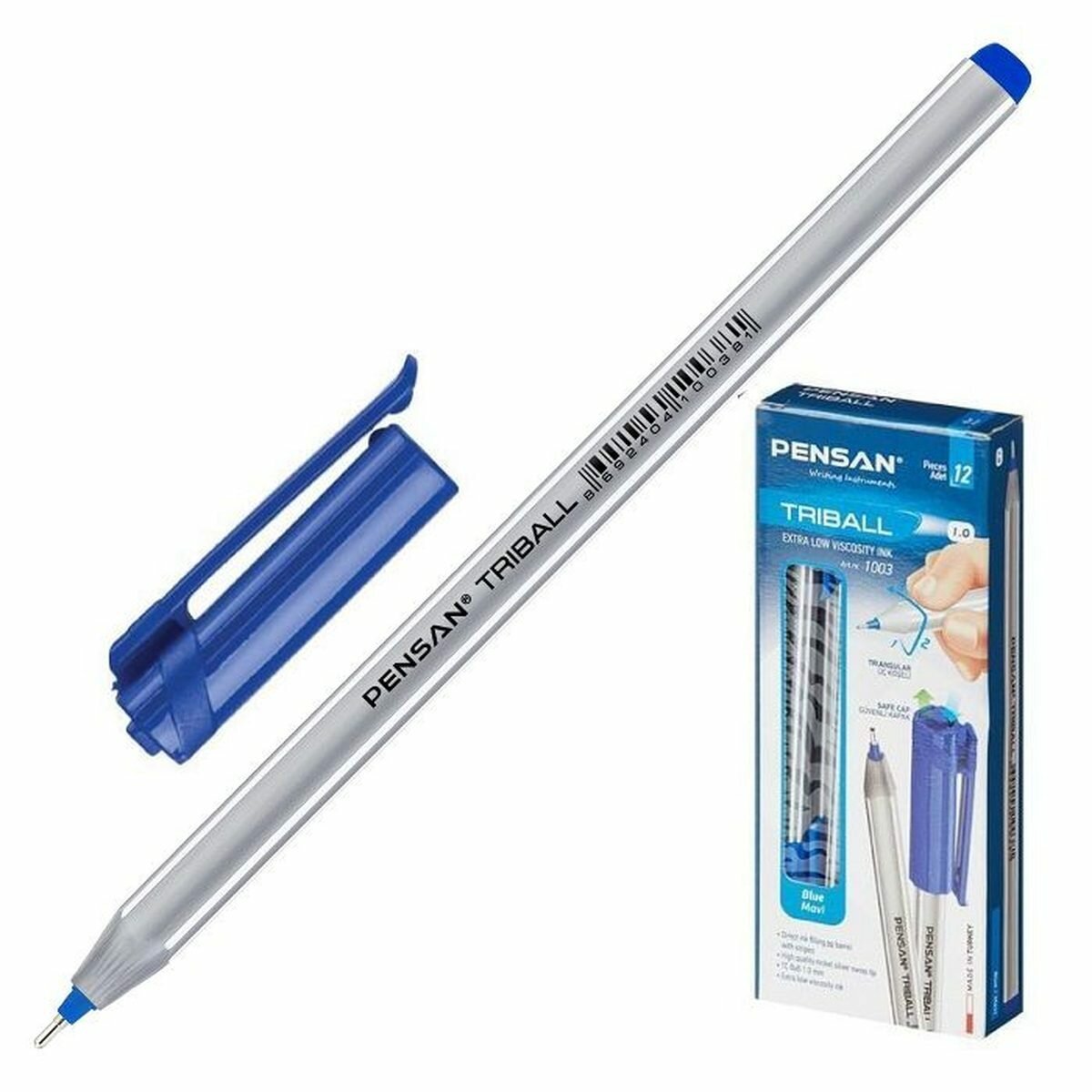 РУЧКА ШАРИКОВАЯ СИНЯЯ PENSAN TRIBALL BALL POINT PEN 1mm BLU20,