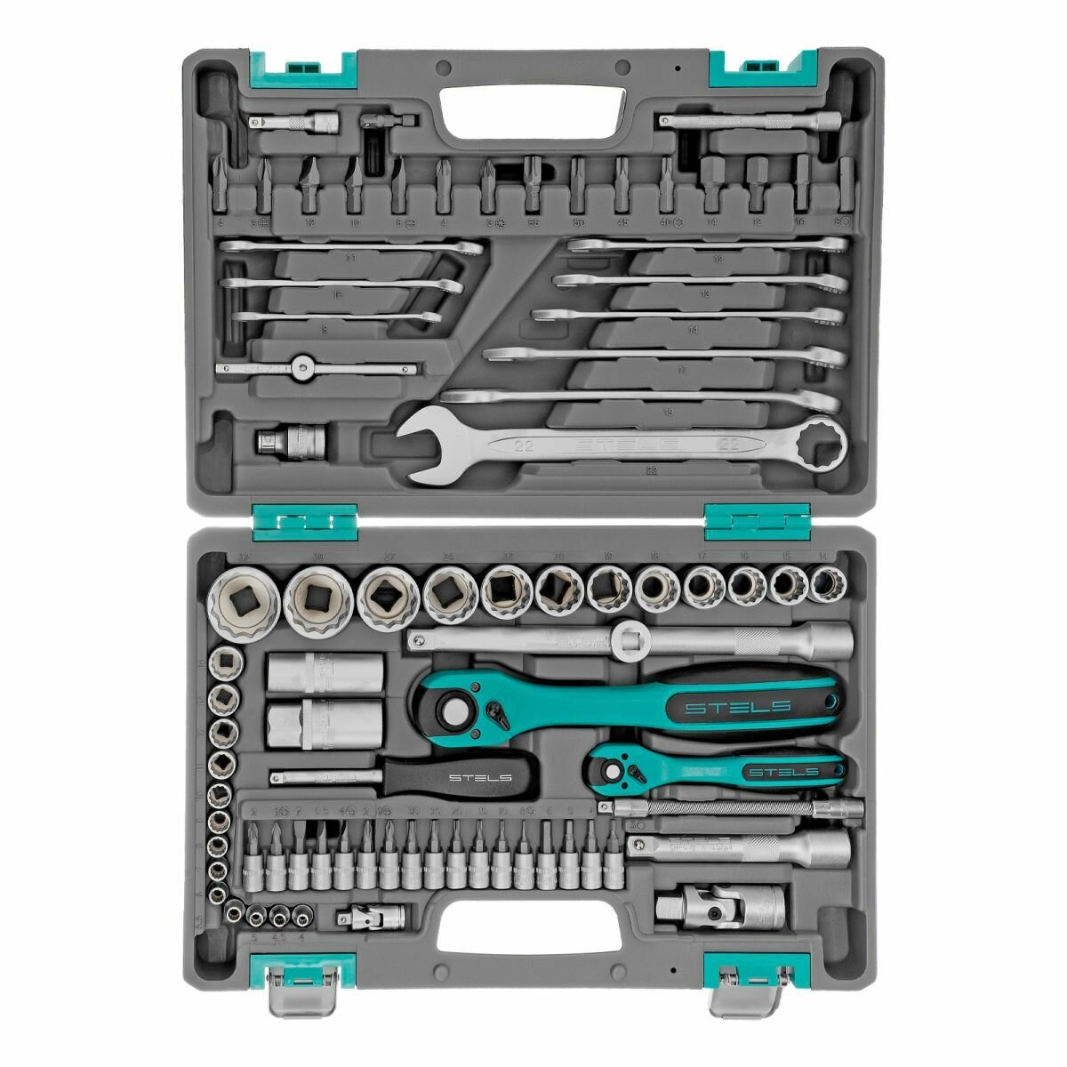 Набор инструментов 1/2", 1/4*, CrV, 12 гранные головки, пластиковый кейс 109 предмета// Stels