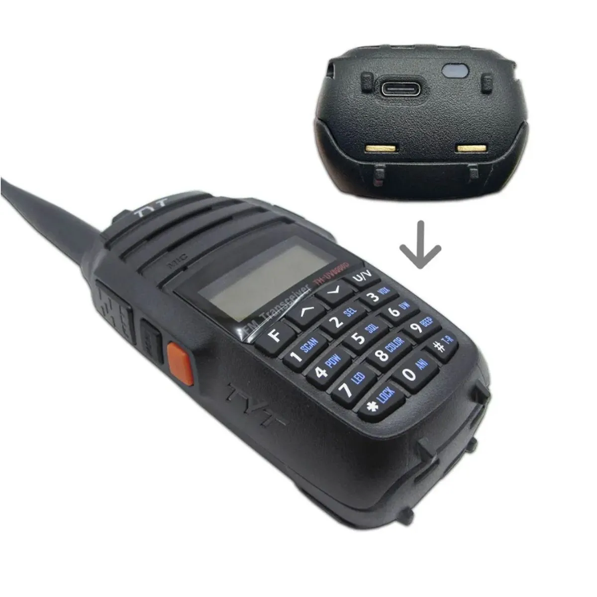 TYT TH-UV8000D 10W, iP55, до 12–15км, 3600мАч, до 128 прогр-х каналов, кросс-бэнд репитер, кнопки, д