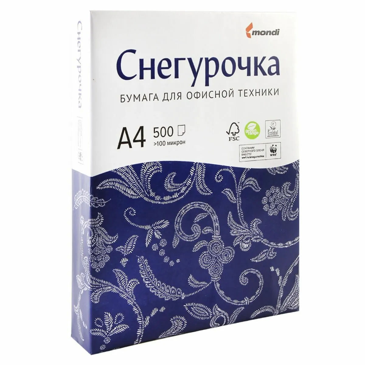Бумага офисная А4, 80 г;м2, 500 л., марка С, СНЕГУРОЧКА, Россия, 146% (CIE), 110071