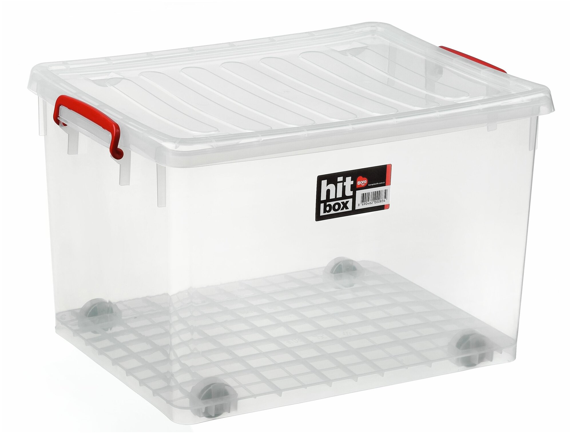 Контейнер 50,0л с/зажим "Storage Box" на колесах Д64;Ш41,5;В31,5см (прозрачный),Арт.376,Ессентуки(6)