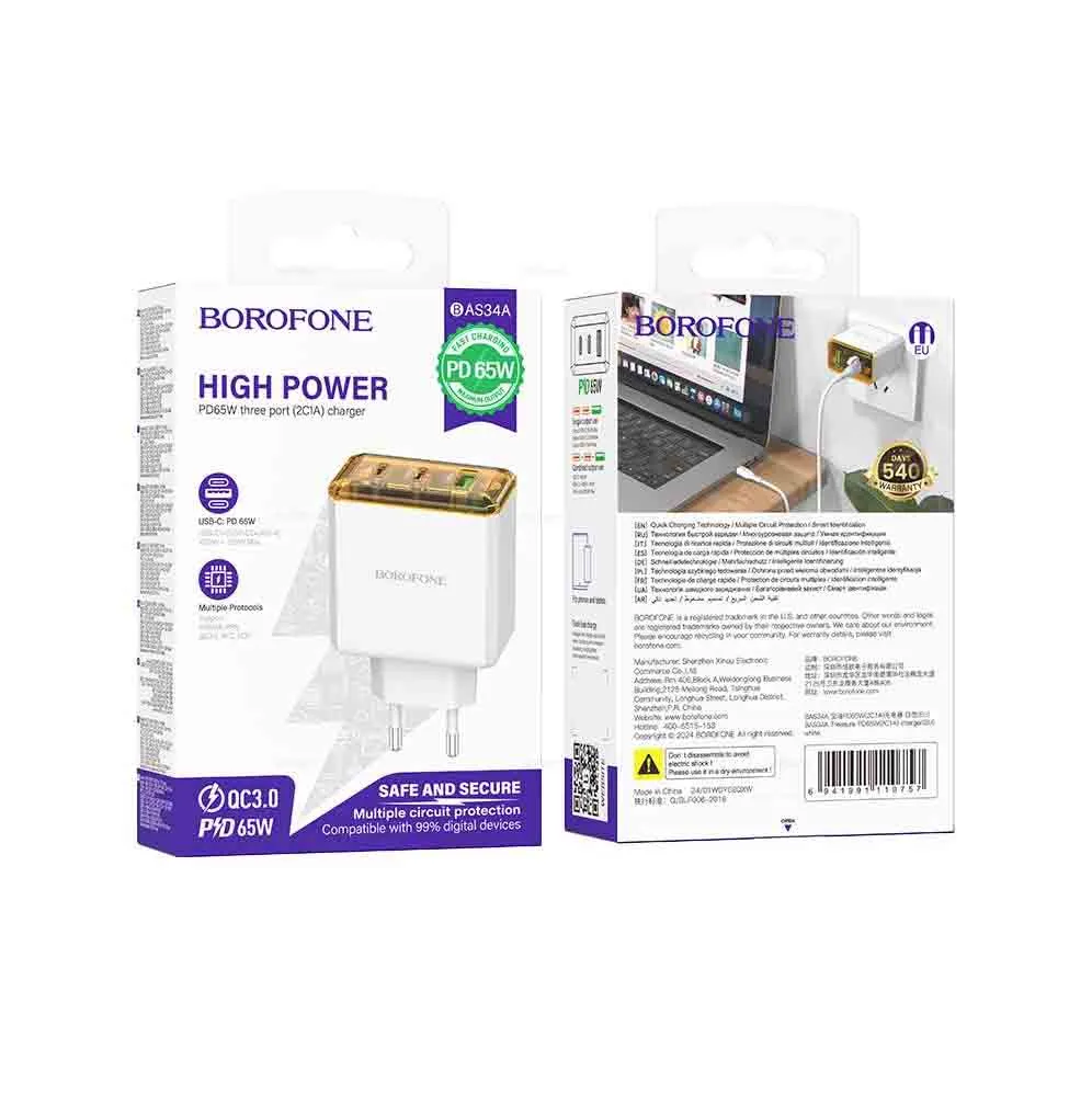 СЗУ BOROFONE BAS34A Treasure PD65W(2C1A) charger(L