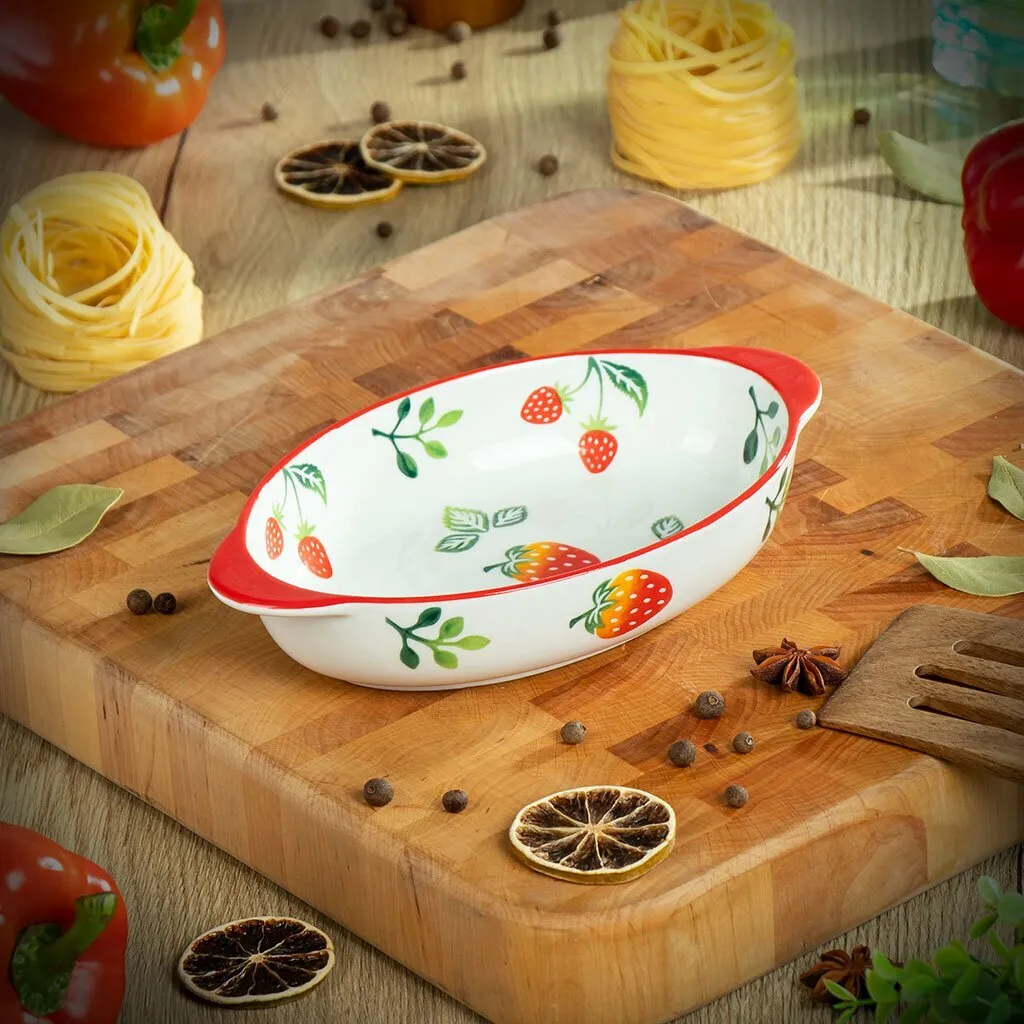 Форма для запекания керамика, 23х15х5 см, прямоугольная, Клубника, Y6-10224