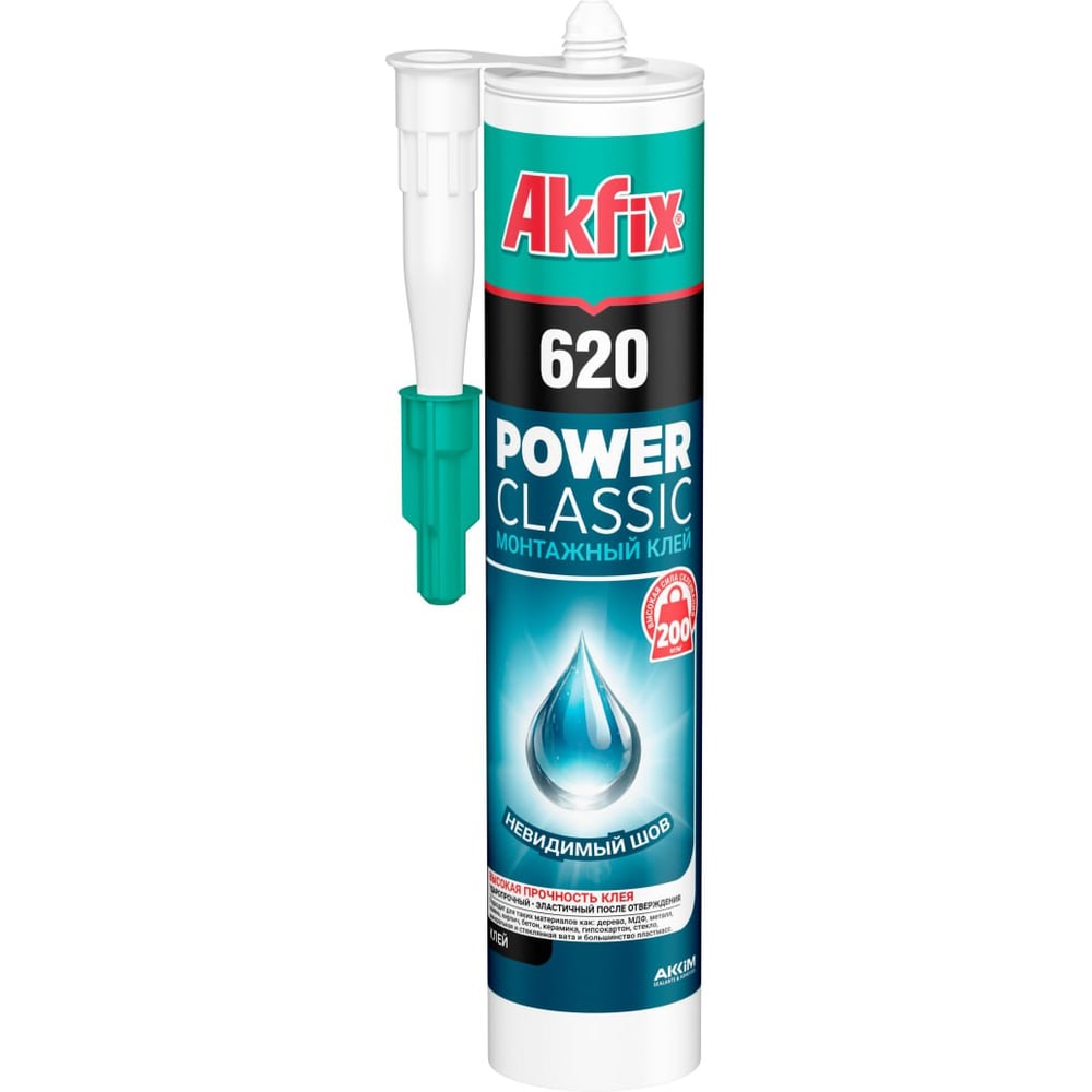 клей монтажный akfix 620 power classic Каучуковый 310мл (проз)