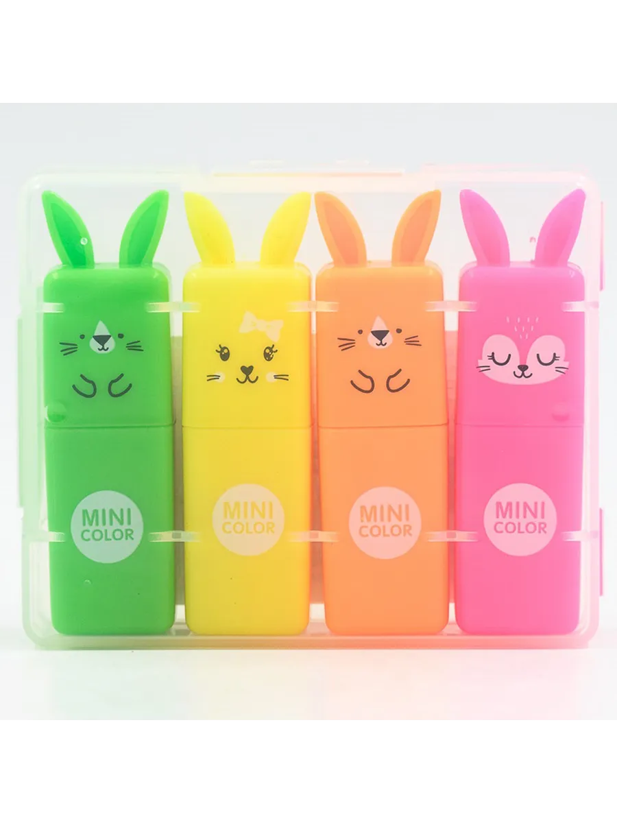 Текстовыделитель мини набор 4 цв, CUTE, WD8115-4