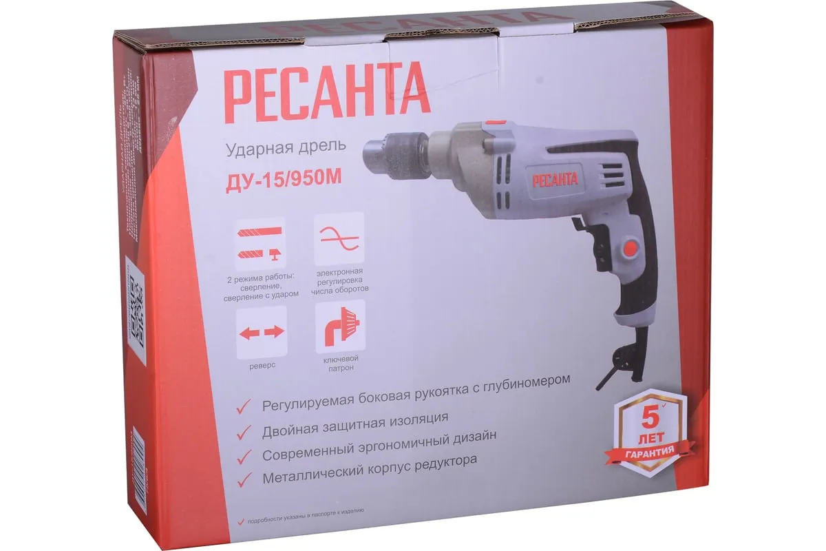 Дрель ударная "Ресанта" ДУ-15/950М
