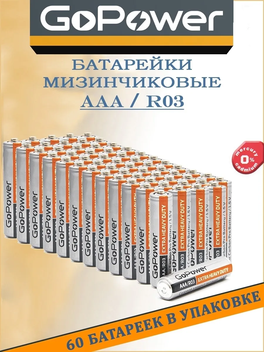 Батарейка GoPower R03 AAA Shrink 4 Heavy Duty 1.5V (4/6