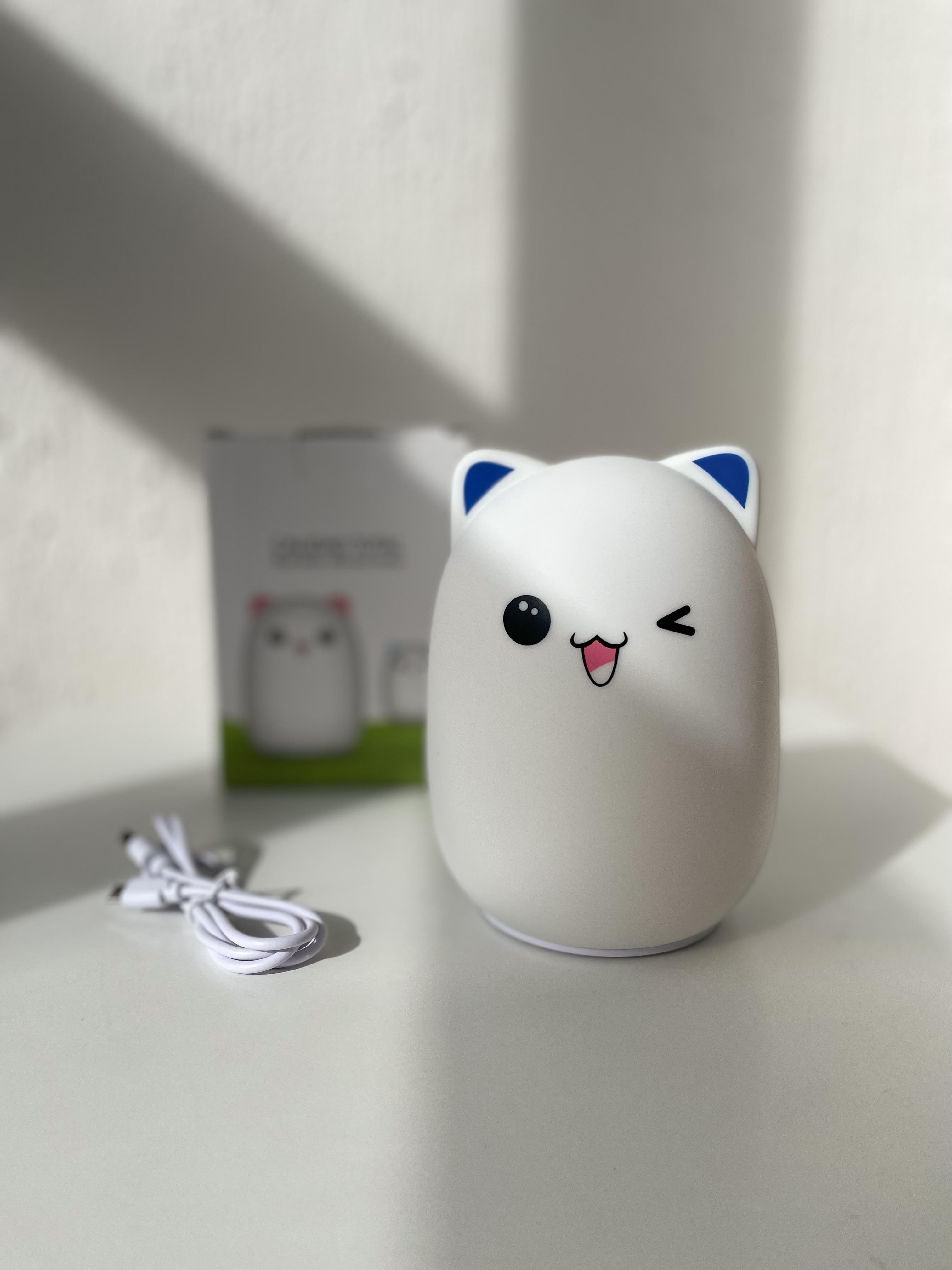 Силиконовый ночник Котик USB с 3 режимами, RGB-свечение