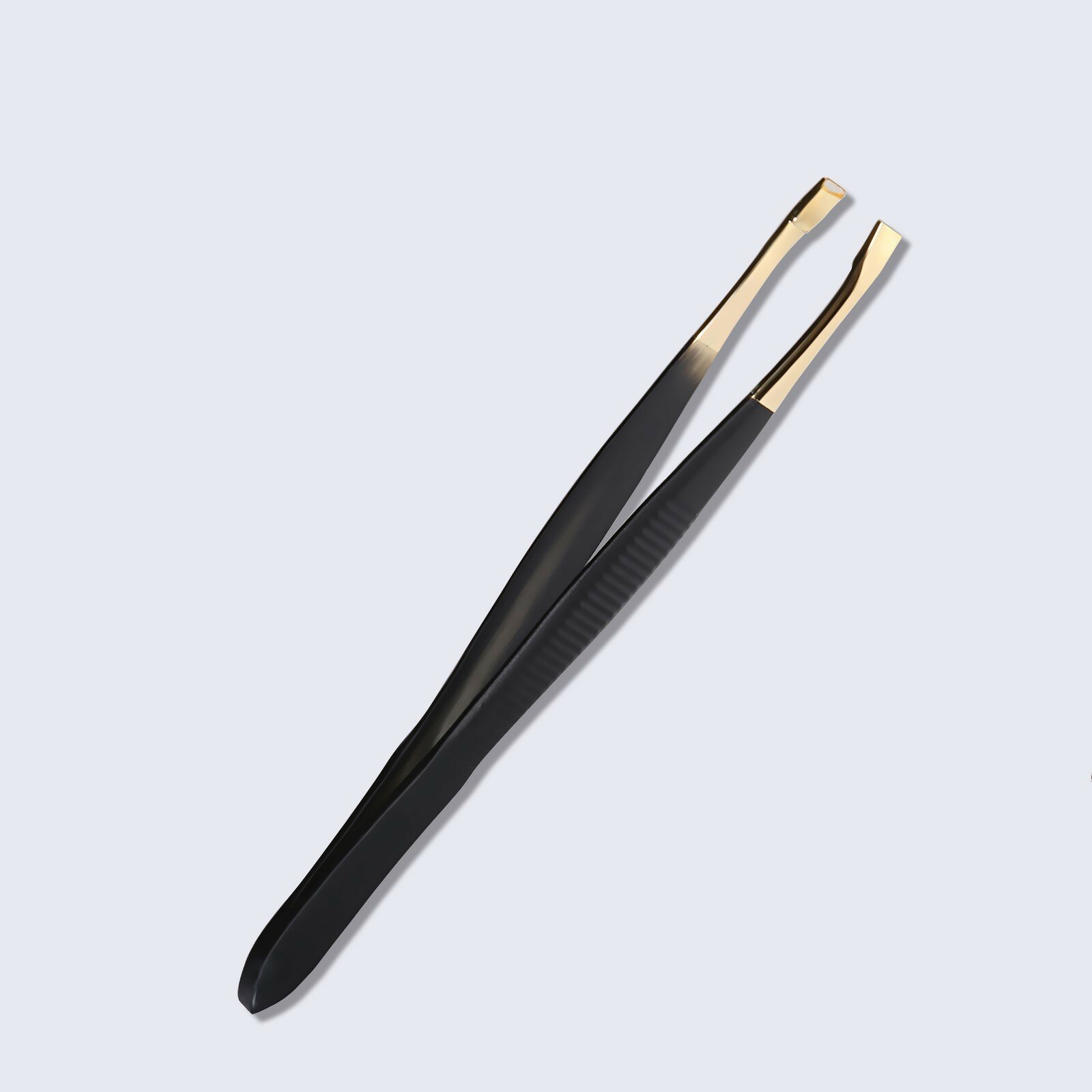 Пинцет №1 прямой узкий 9см Soft Touch чёрн/золот зип QF 9946405