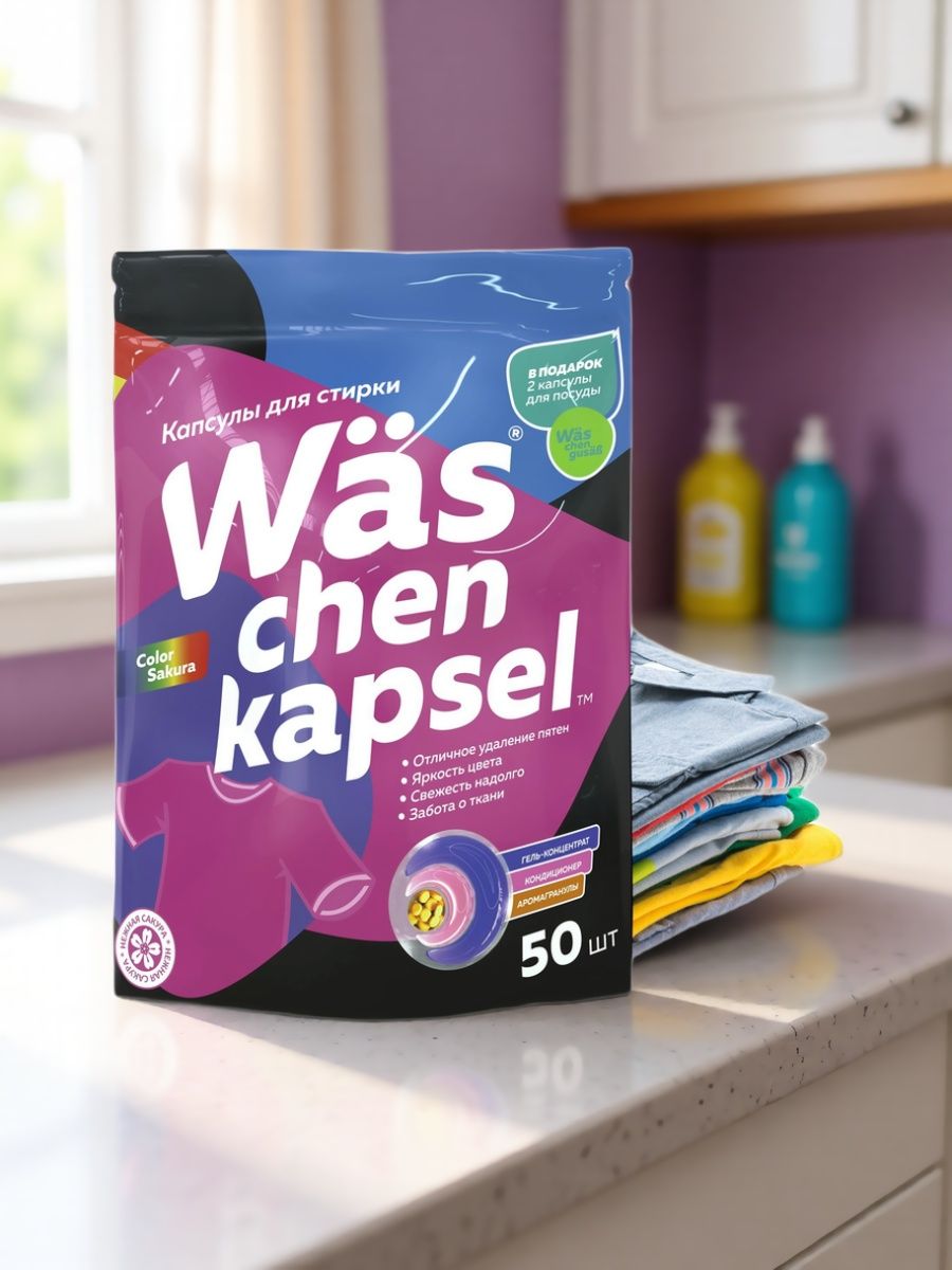 Капсулы для стирки цветной Wäs chen kapsel Color 50шт