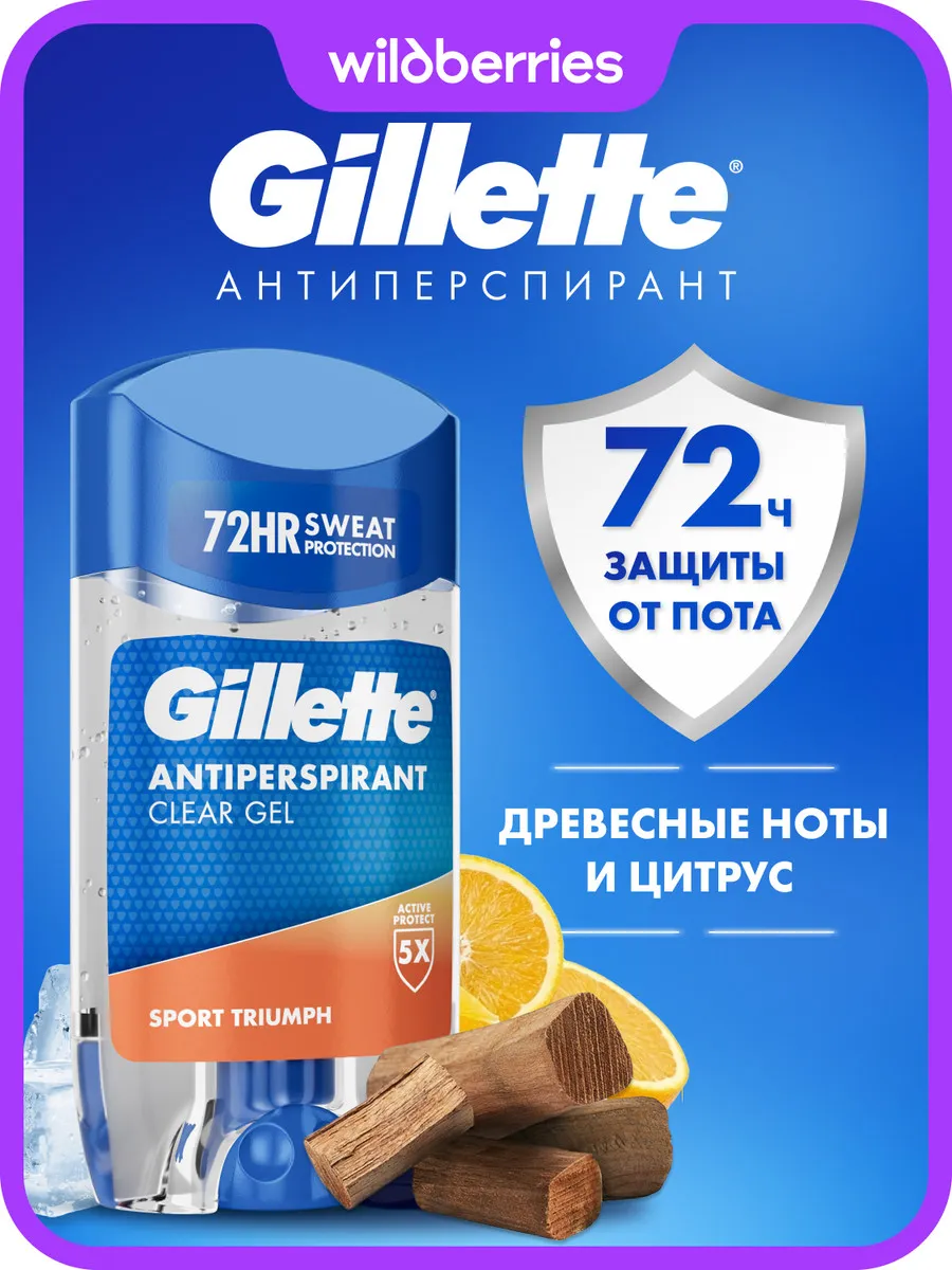 Дезодорант МУЖСКОЙ "Gillette" ГЕЛЕВЫЙ (70 мл) Triumph Sport (6 шт/ящ)