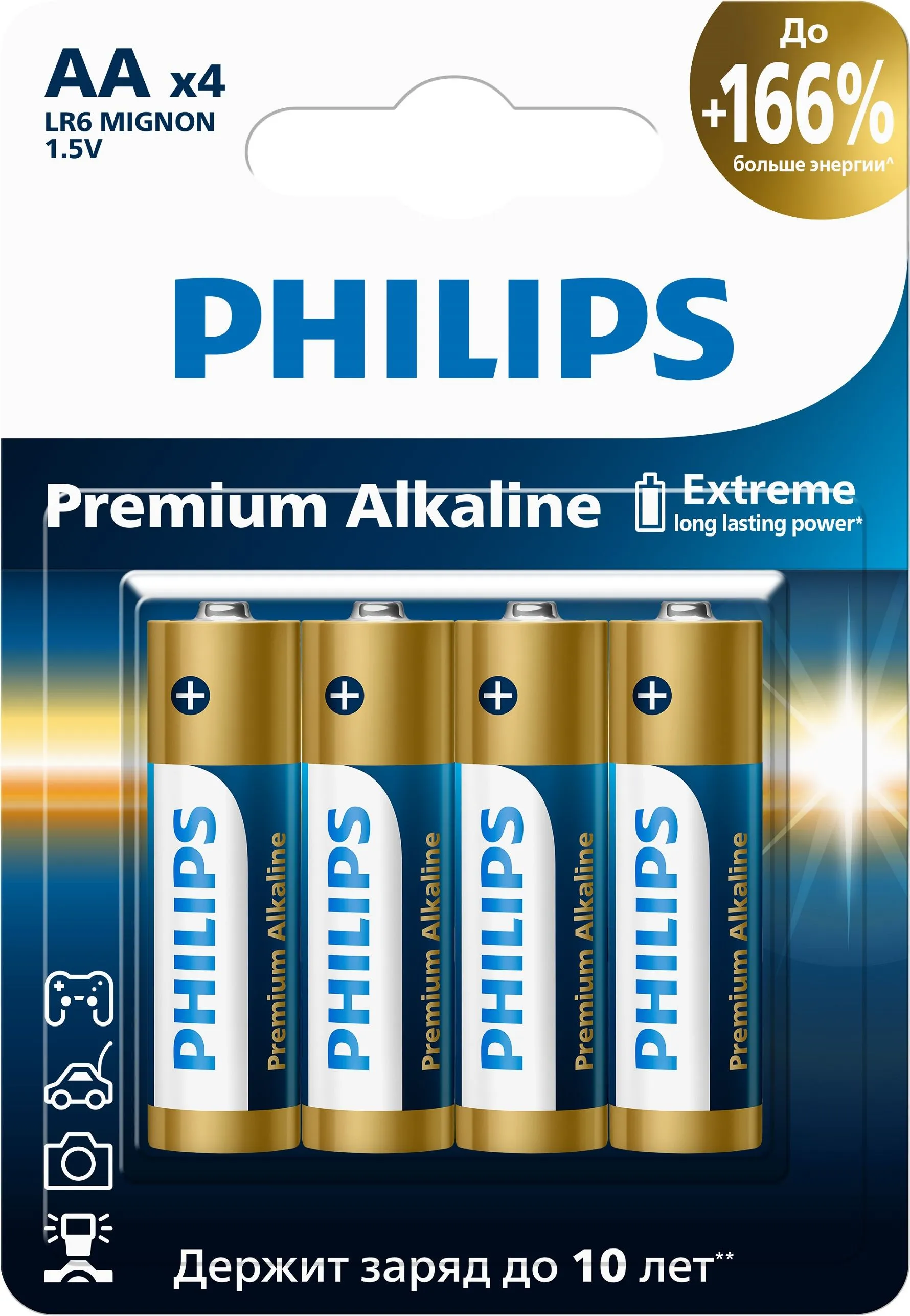 Батарейки Philips LR6M4W/51 AA алкалиновые 1,5v 4 шт. LR6-4BL Premium