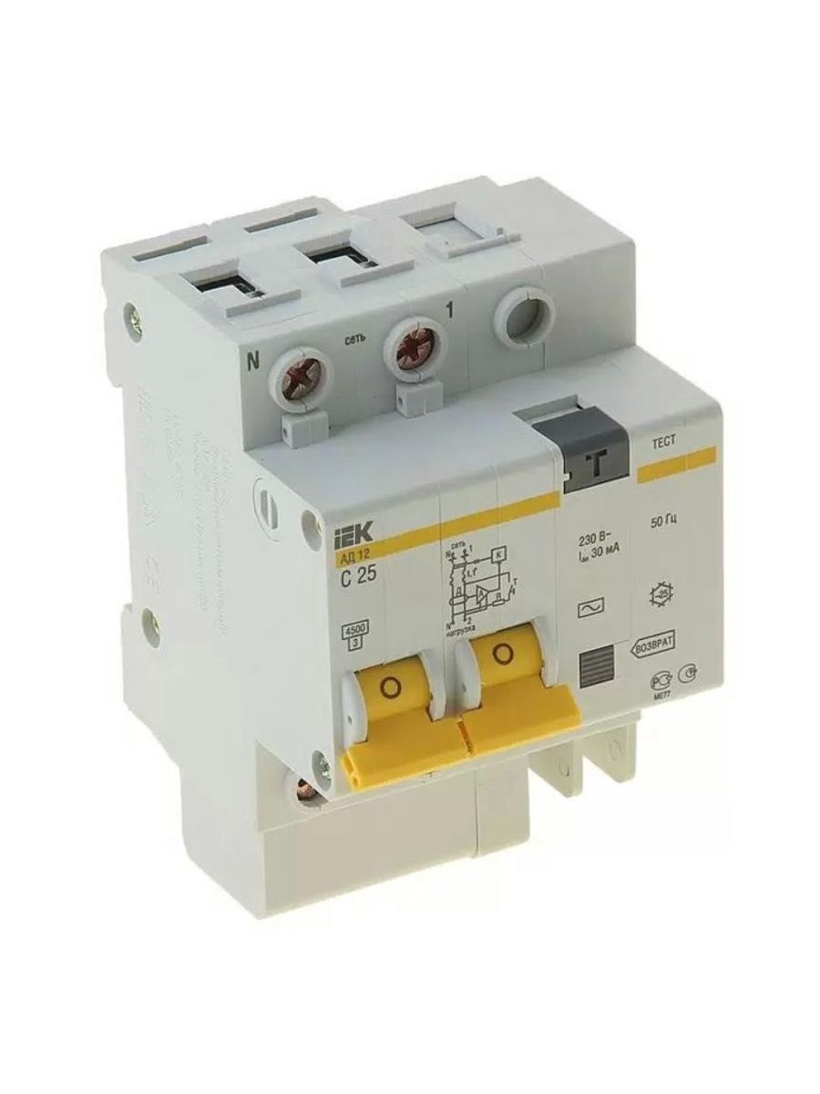 Автомат IEK УЗО 2р с25