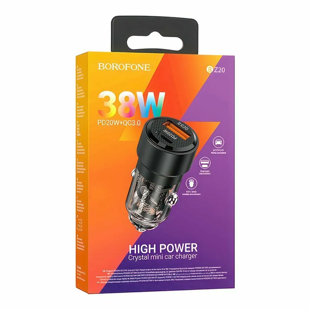 автозар. устр-во б/каб. Borofone BZ20 (1USB+TC) в упак