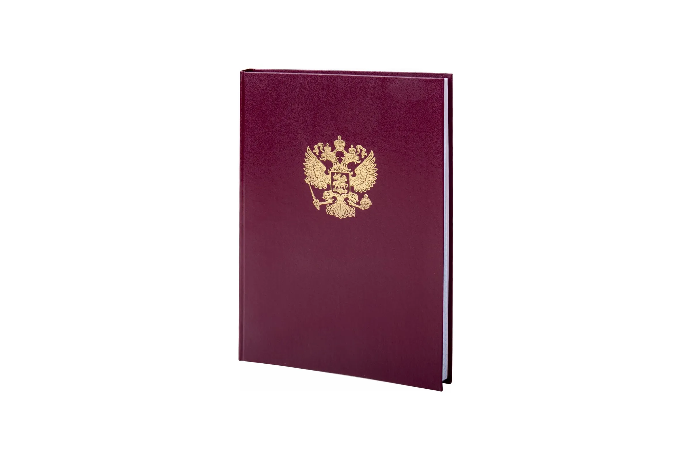 Книга учета 96 л., клетка, твердая, бумвинил, офсет, герб,A4, BRAUBERG, бордовая, 130276