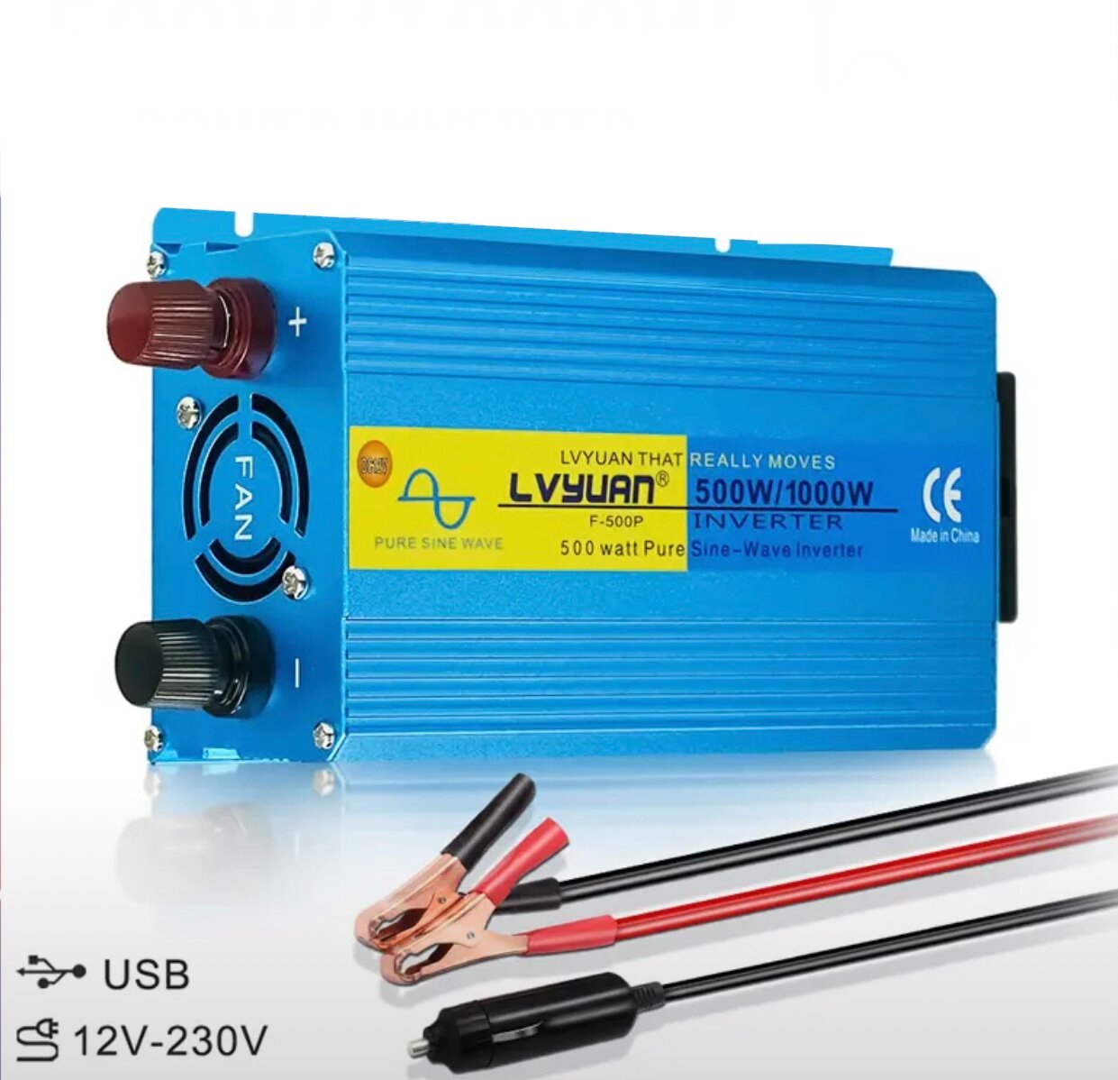 автомобильный инвертор POWER INVERTER 1000W 12v-220v КРАСНАЯ УП