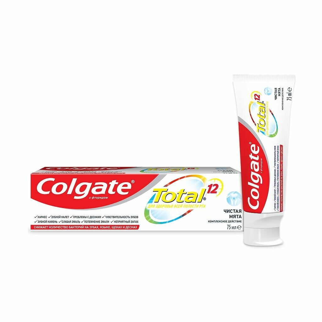 Зубная паста "Colgate Total 12" (75 мл) Чистая Мята (12 уп/48 ящ)