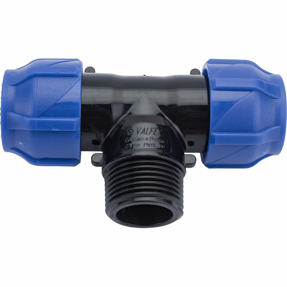 Тройник ПНД компр переходной с наружной резьбой 25-1\2"-25 (75/15) VALFEX