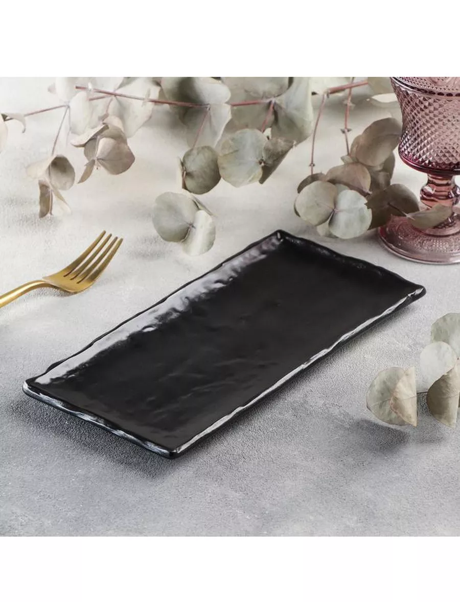 Блюдо для подачи Magistro Carbon "Лопатка", 36х20,5 см, черная 9395343