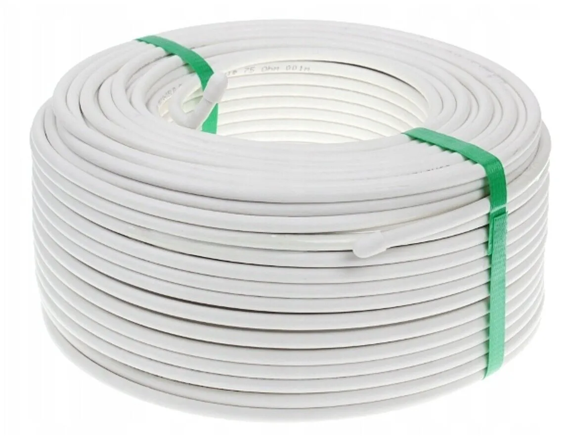 Кабель коаксиальный ЭРА CCSRG-6U, 75 Ом, (оплётка Al 32%), PVC, цвет бель (6шт)