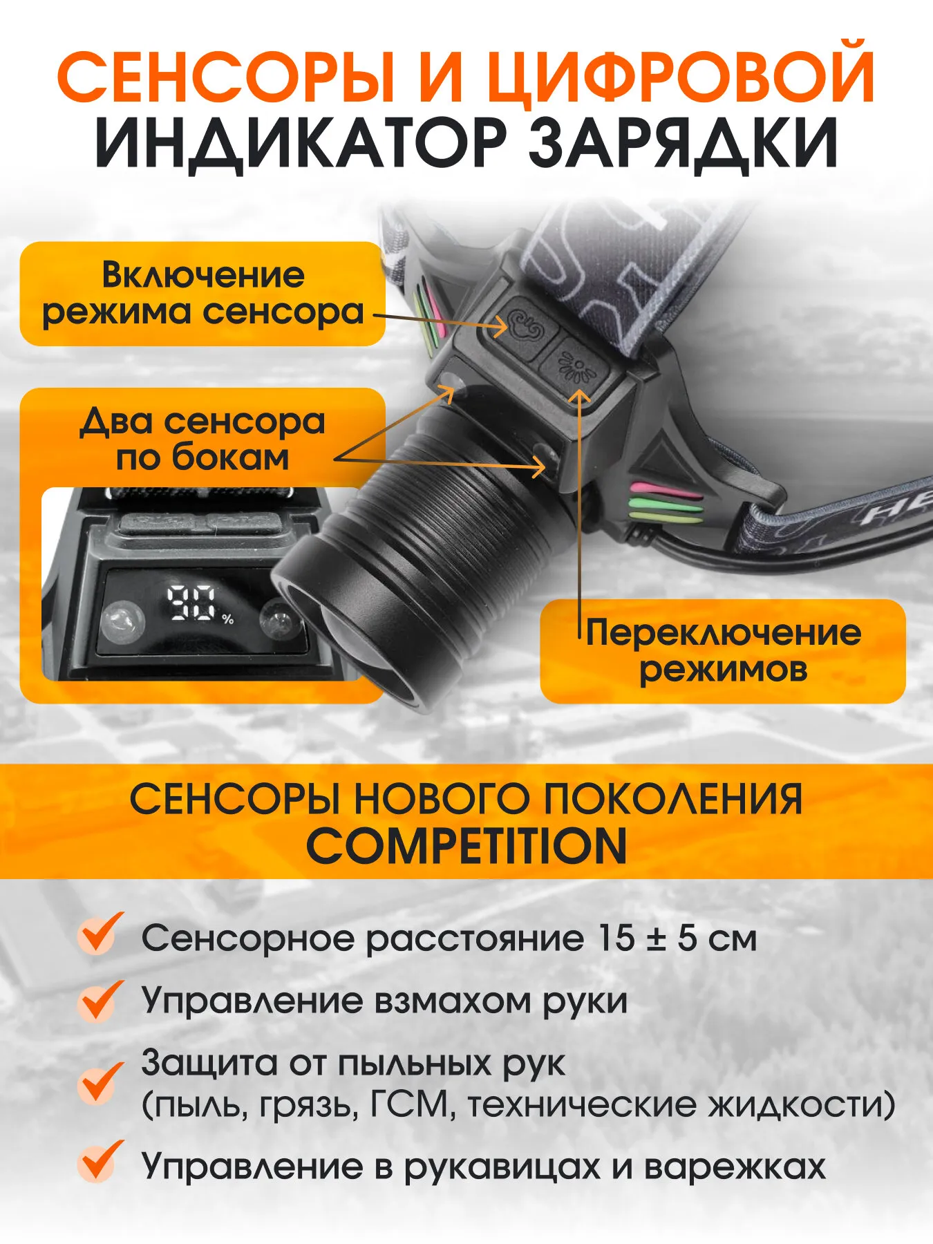 Фонарь налоб W518-2TG свет-БЕЛ реж-max,min,страбоскоп ZOOM (TC+2*18650)