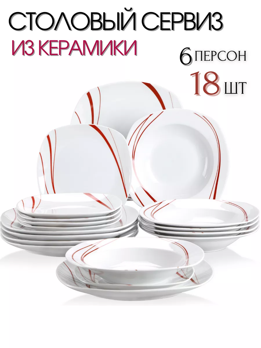 Сервиз столовый 36 предметов 4 вида тарелок ф."Голубка" Рис.№1719 "Классик" 1577984