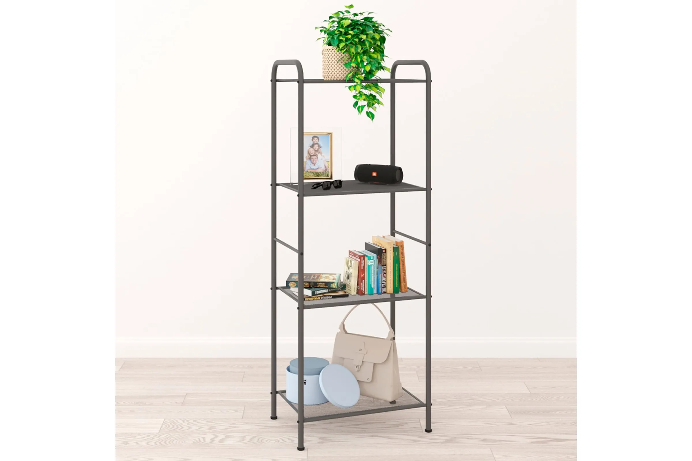 Стеллаж "Валенсия 14" Д45,5;Ш30;В120,5см (VALENCIA 14 Shelf rack) цвет графит ЗМИ (1)