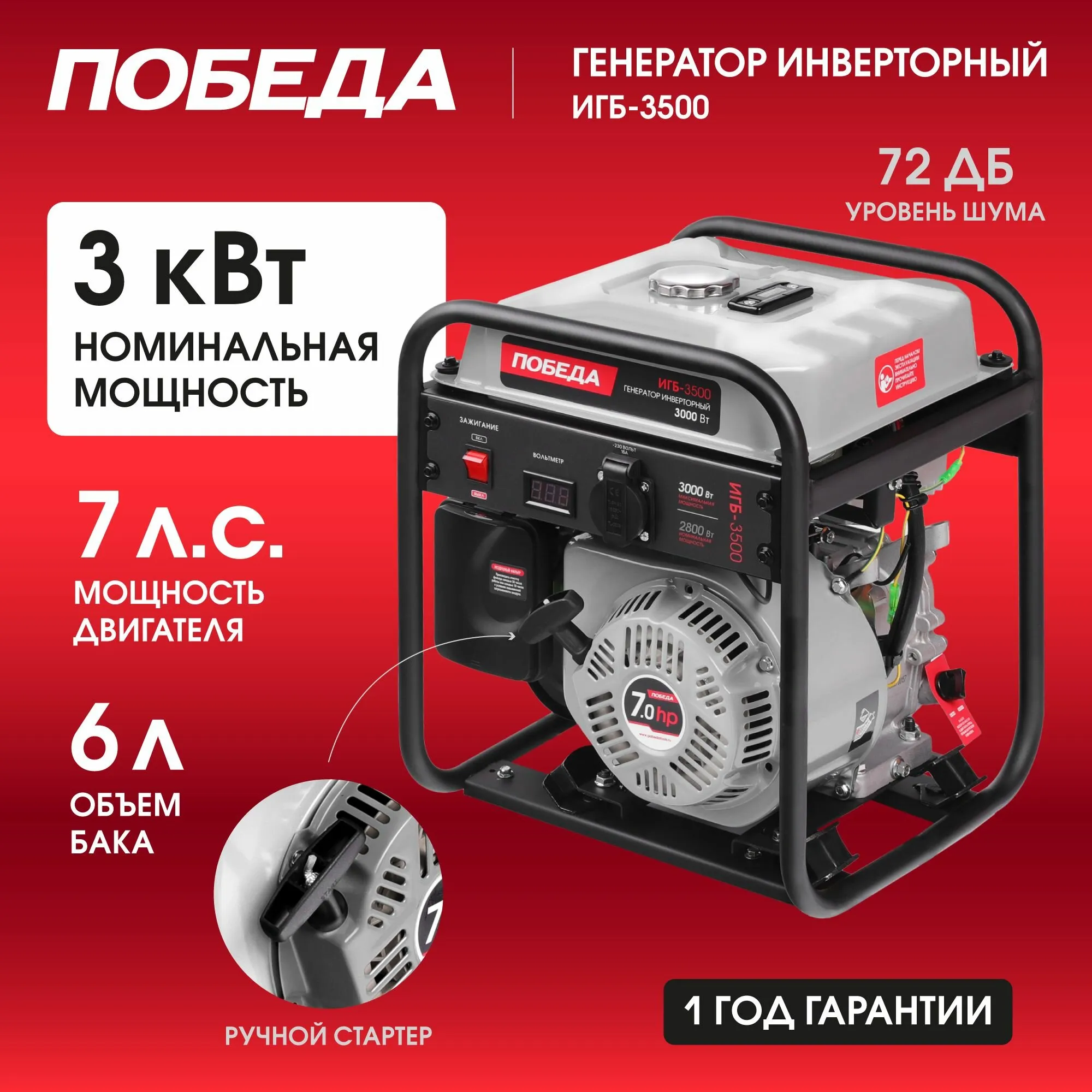 Генератор инверторный Победа ИГБ 3500