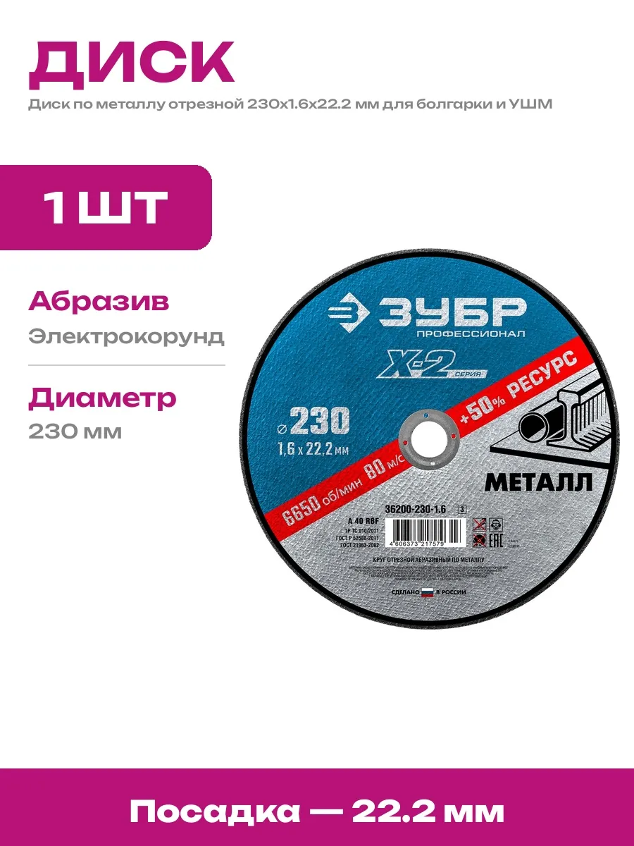Круг отрезной 180*2,0*22.2 мм для металла TERRIKON