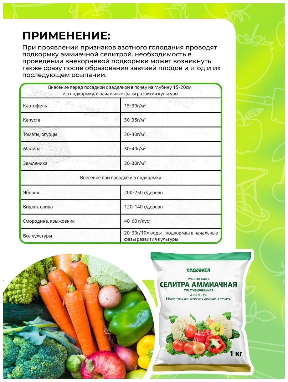 Селитра Амиачная 1кг "Сотка" (12) "Русагрохим"