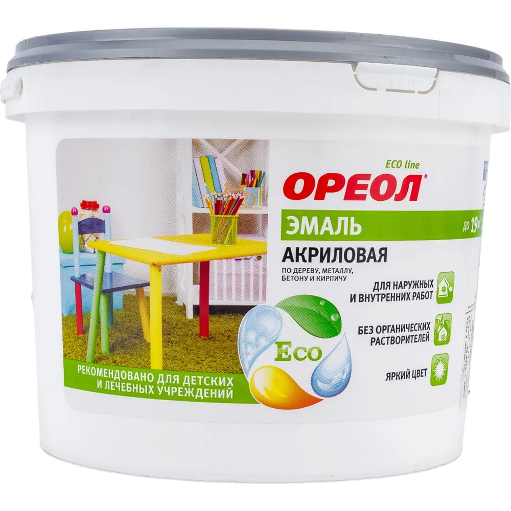 Эмаль акриловая "ОРЕОЛ" глянцевая белая 1 кг