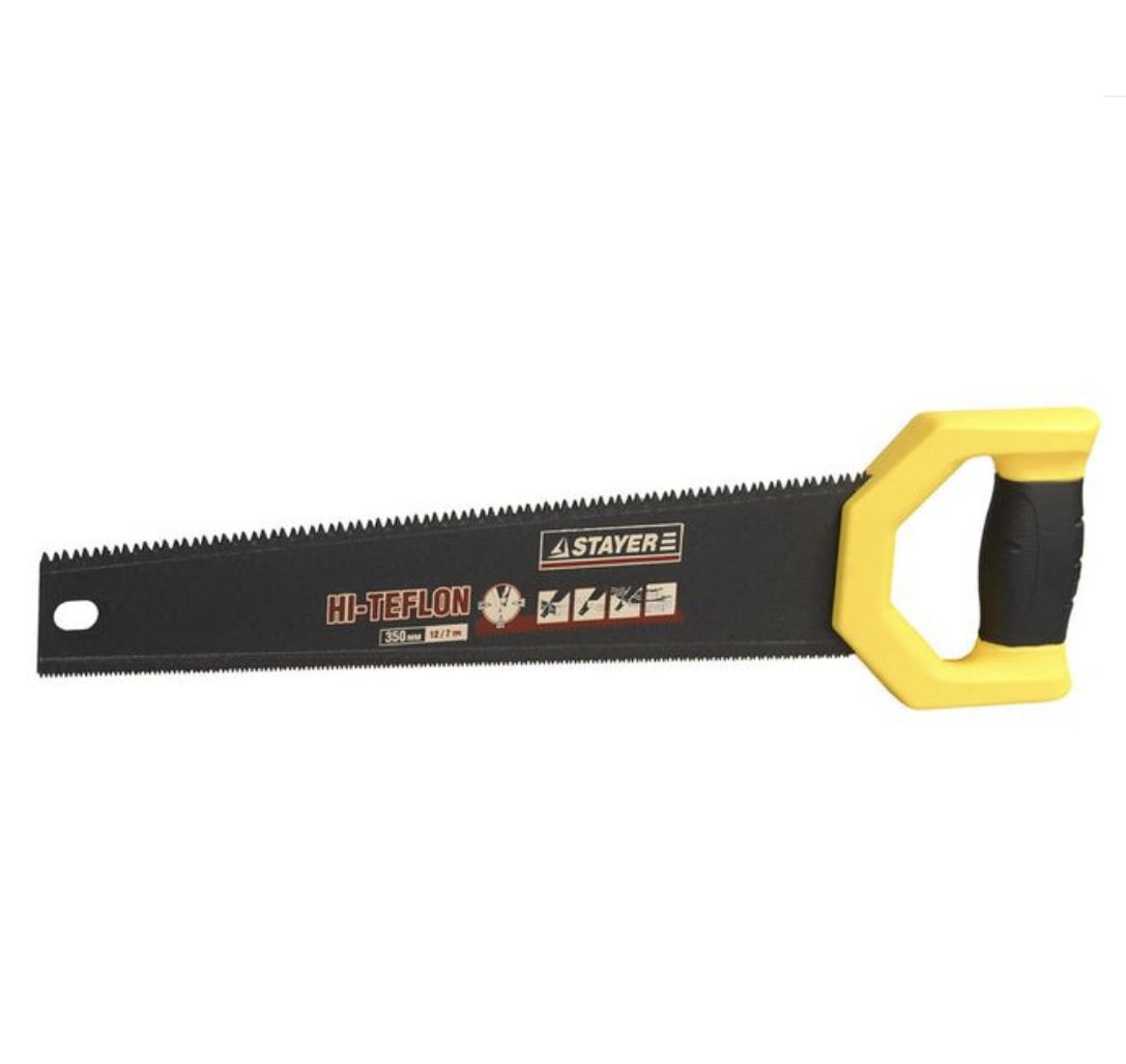 2-15089 Ножовка STAYER HI-TEFLON двухстороняя. 2-комп. ручка закалён. зуб 3,5/2мм, 350мм