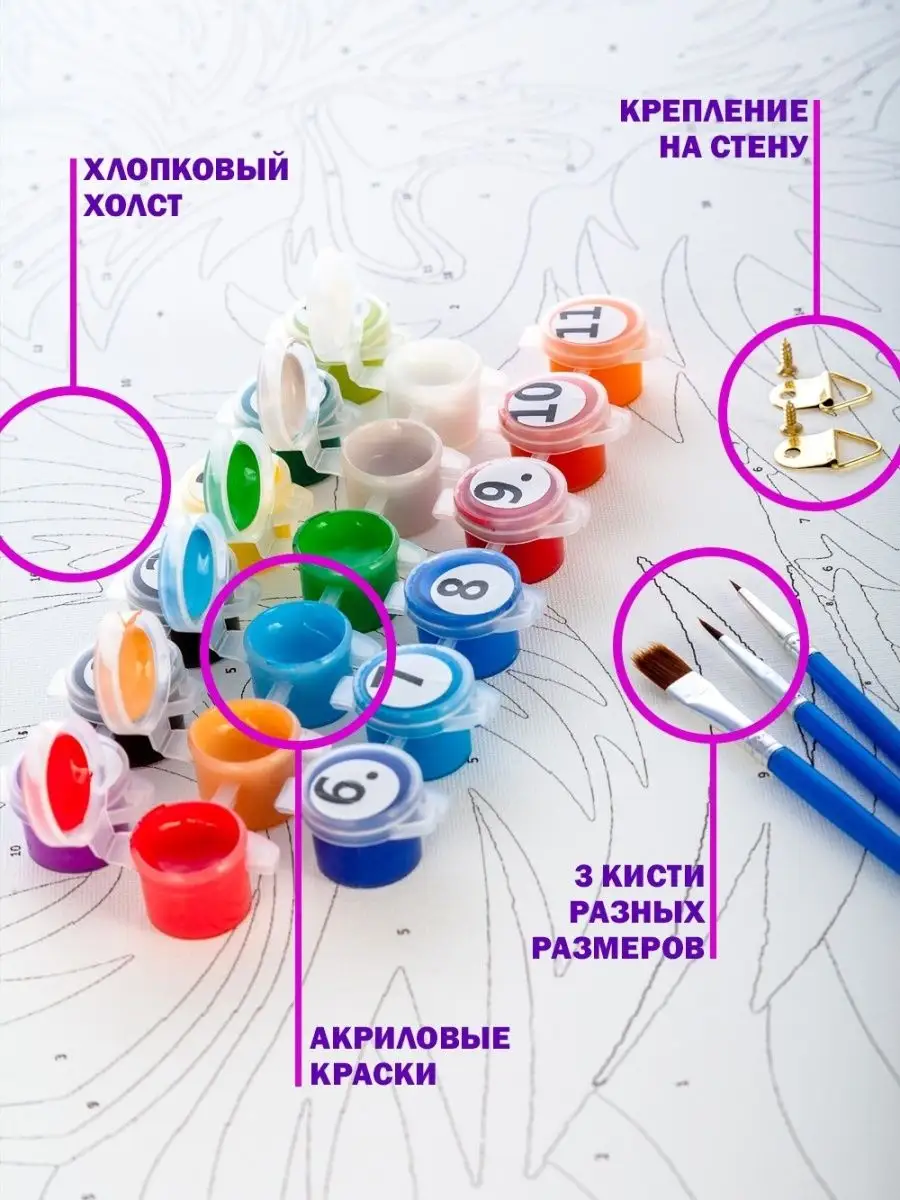 Картина по номерам на холсте 50х40 см. Selfica "Клевер" с подрамником, KH50401149