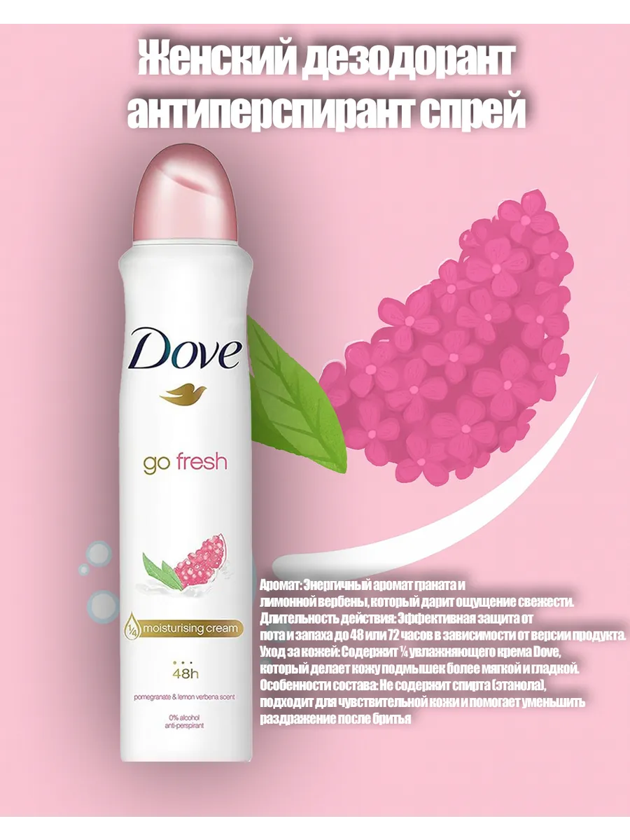 Дезодорант ЖЕНСКИЙ "Dove" СПРЕЙ (150 мл) Go Fresh / свежесть Граната и Лимонной Вербены (6 шт/ящ)