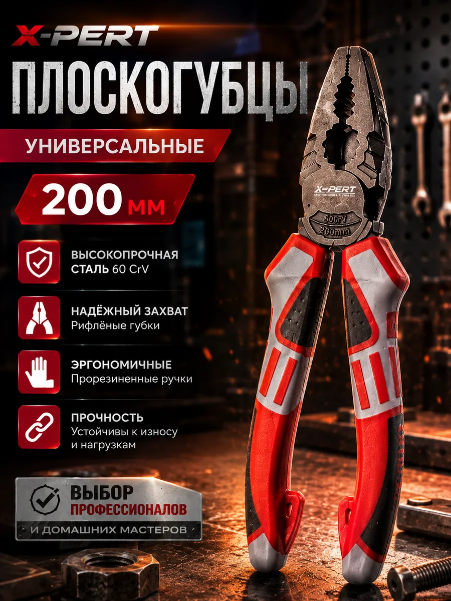 Пассатижи 200 "КРАСНО-СЕРЫЕ" (60)