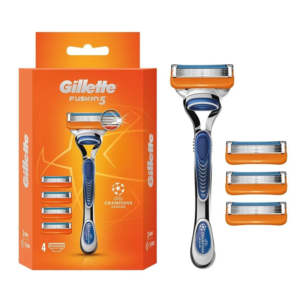 Бритва МУЖСКАЯ "Gillette Fusion 5" (1 кассета) + (кассеты Fusion 3 шт) 6 шт/ящ
