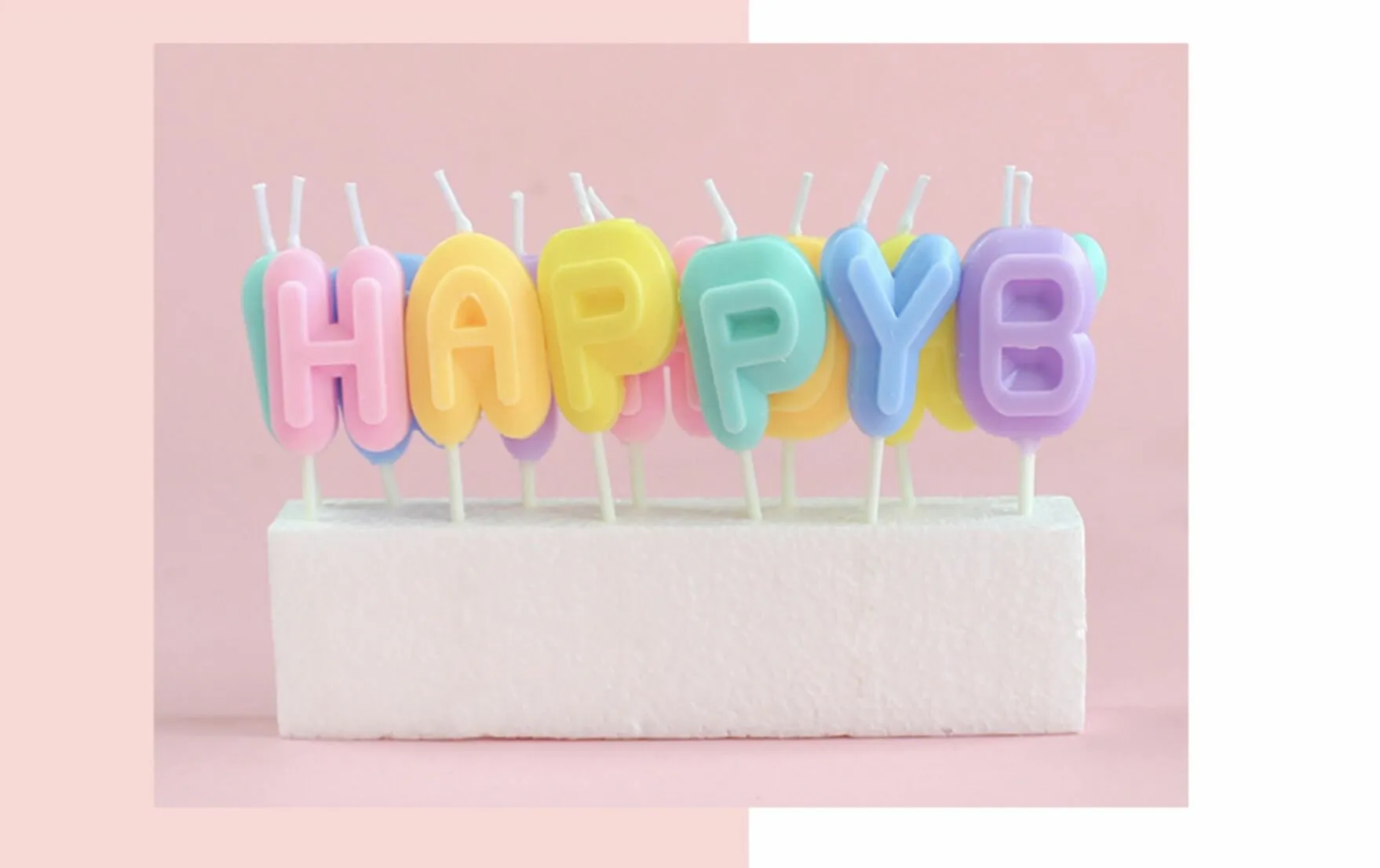 Украшение для торта "Happy Birthday" в комплекте со свечкой (Базовый)