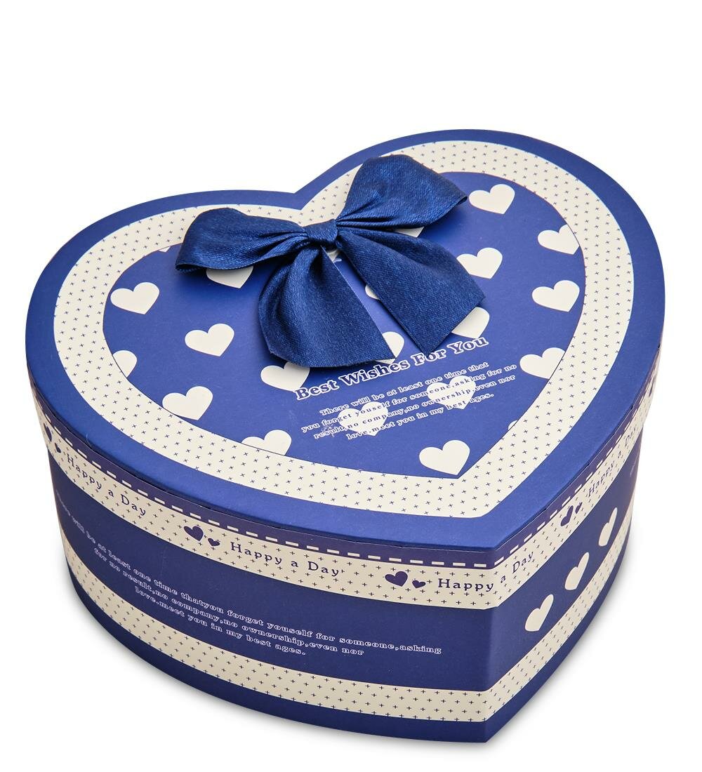 Коробка сердце 11х9х5см картон синяя (1шт)
