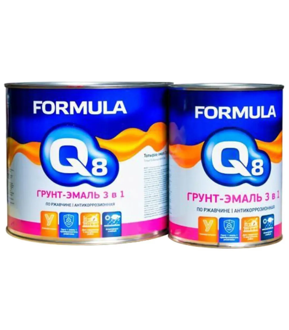 FORMULA Q8 3В1 ГРУНТ-ЭМАЛЬ по ржавчине СЕРАЯ 2,6КГ