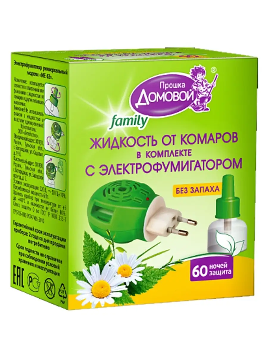 Жидкость+фумигатор от комаров Домовой БИО 60ночей*24 1191
