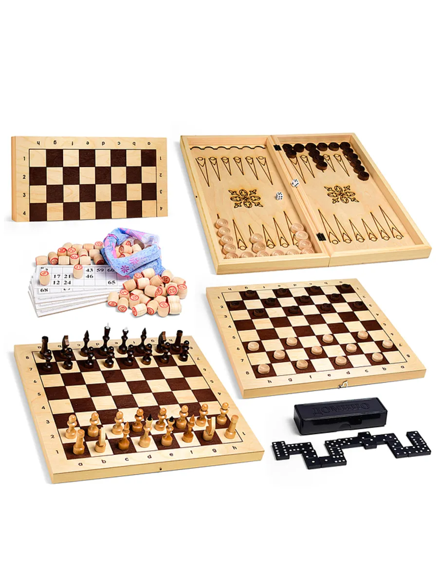 Комплект игр 2 в 1 (русское лото,шахматы),26*19*7 см. ИН-6460