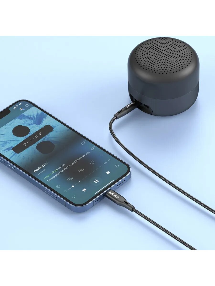 аукс кабель MIVO A3 Lightning - 3.5mm AUX 2m в упак