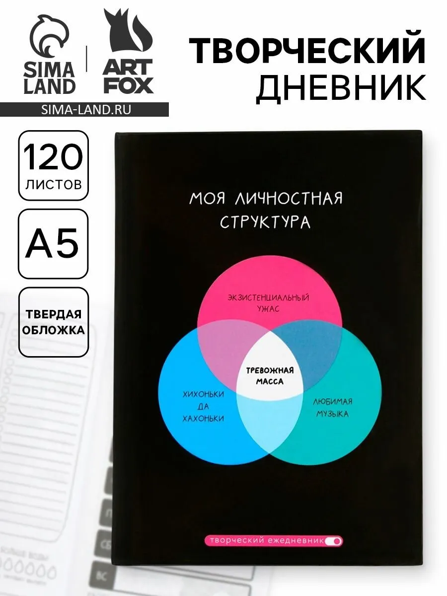 Ежедневник творческого человека с заданиями А5, 120 л. В твердой обложке "365 идей и планов" 1000336