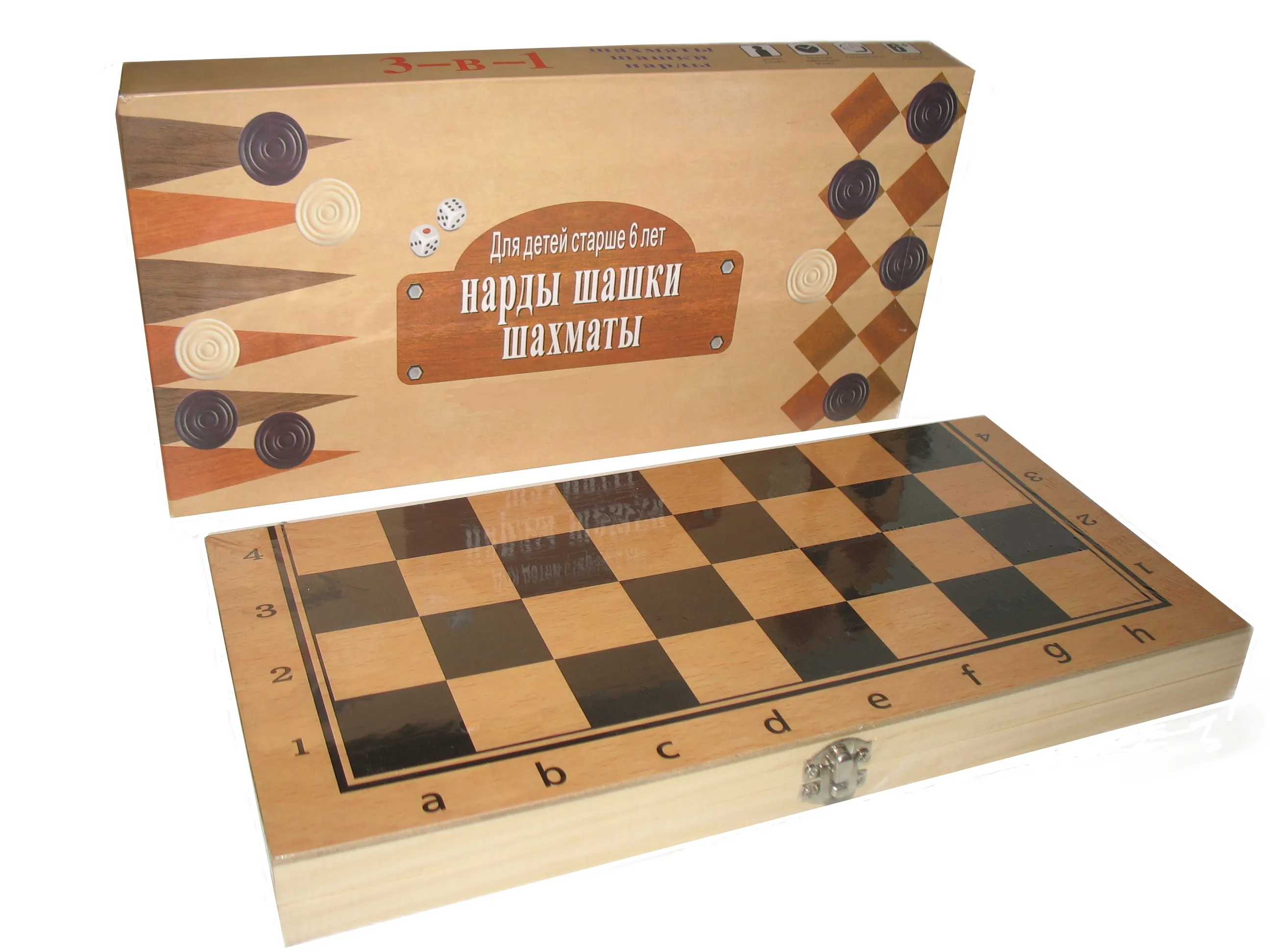 Игра шахматы + шашки + нарды, доска 29*29см дерев к/к