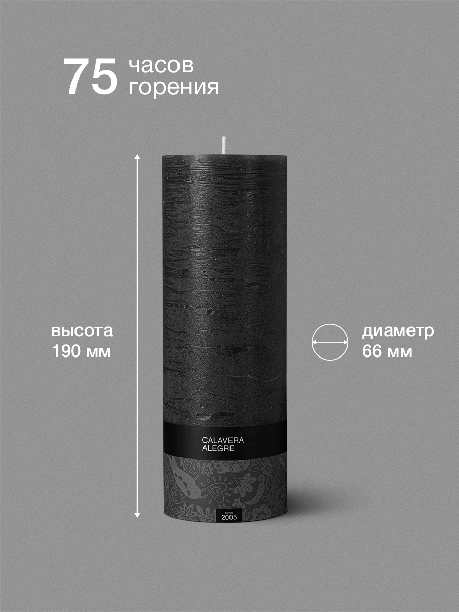 150233 Свеча столбик CaLavera Alegre черны й 100мм арт.R6610009