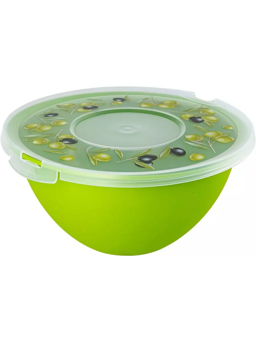 Миска с крышкой Fresh олива 2л
