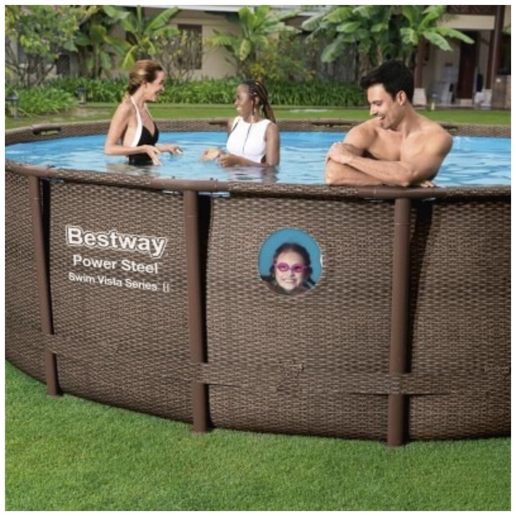 Каркасный басейн BESTWAY 488*122 "РОТАНГ" (в комп лестница, насос)