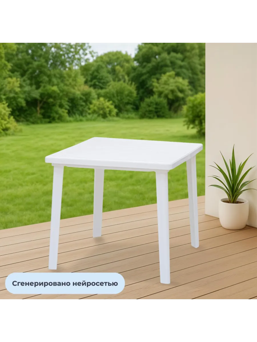 Мебель Стол квадратный "ЛУНА" Д80;Ш80;В72см белый (1)Dunya