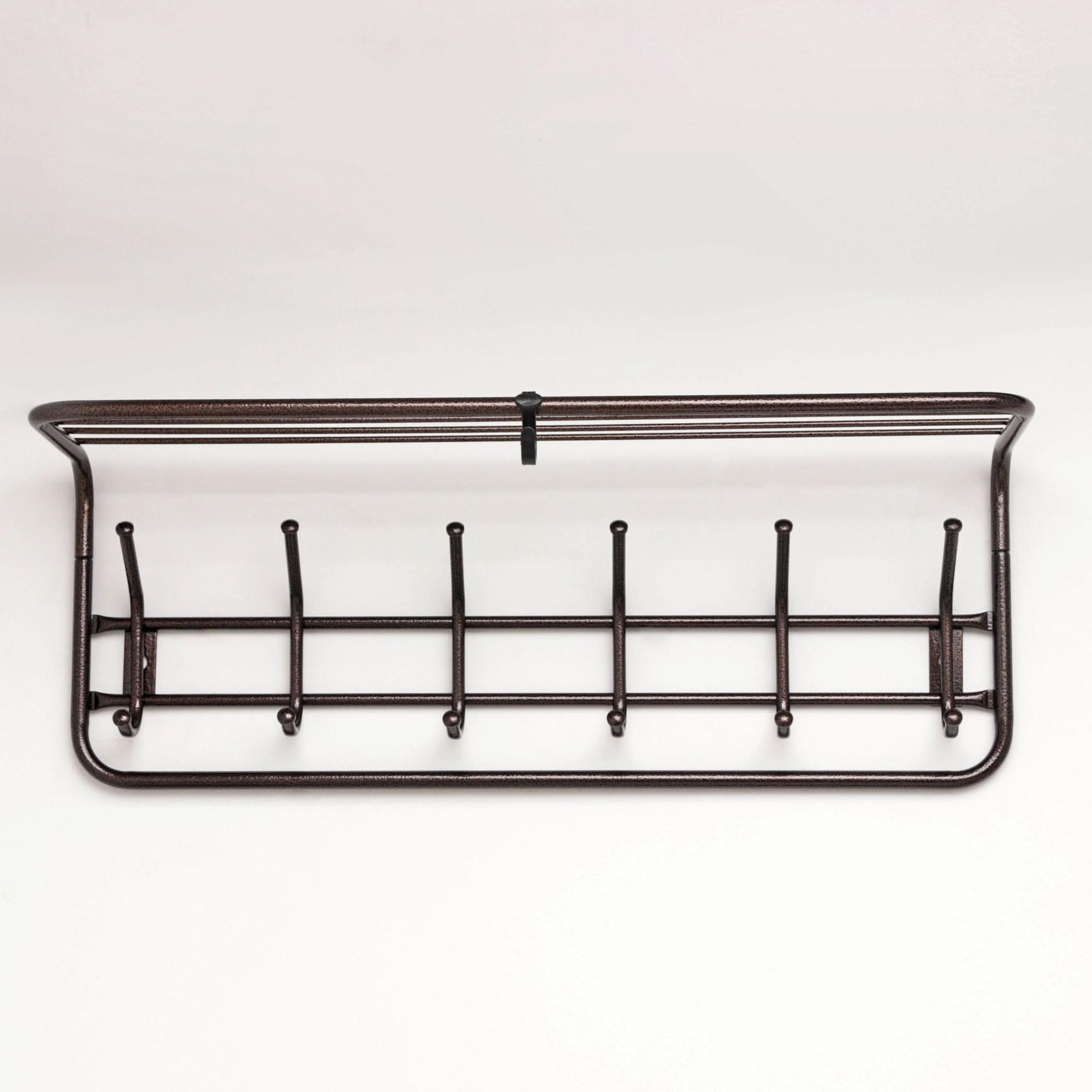 Вешалка настенная с полкой «Комфорт», 5 крючков, 41×20×10 см, цвет медный антик