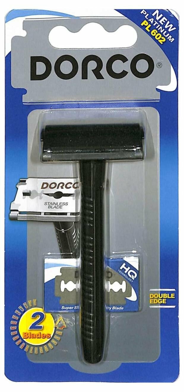 Станок для бритья МУЖСКОЙ классический под лезвия "Dorco Classic" PL 602-B (1 шт + 2 лезвия) 12 шт/к